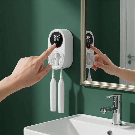 Inteligentny uchwyt na szczoteczki do zębów z dezynfekcją UV – 2 miejsca